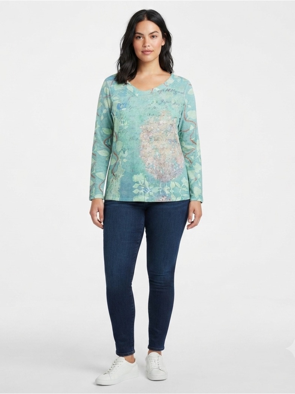 I.E. Relaxed Petite Off Center V-Neck Top Large Petite